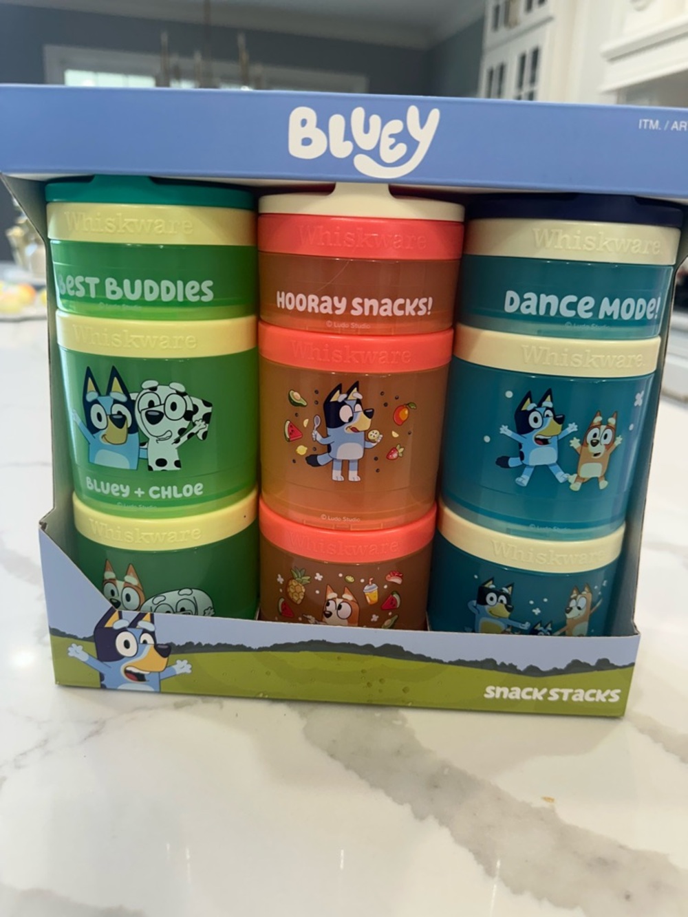Bluey Snack Stacks Whiskware 9pc Container Set - Green, Teal, Coral